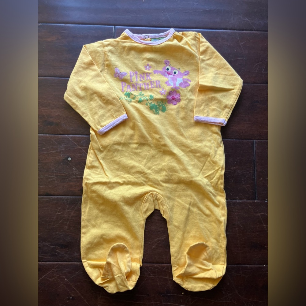 Y2K 2000s Pink Panther Baby Onesie 9 mo